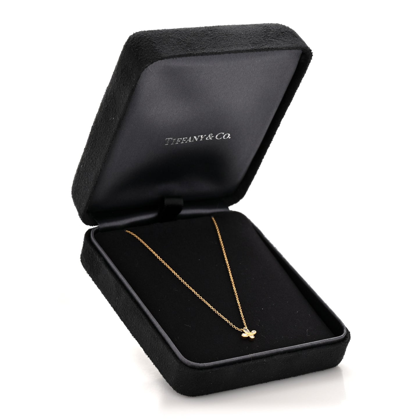 18K Yellow Gold Diamond Fleur de Lis Pendant Necklace