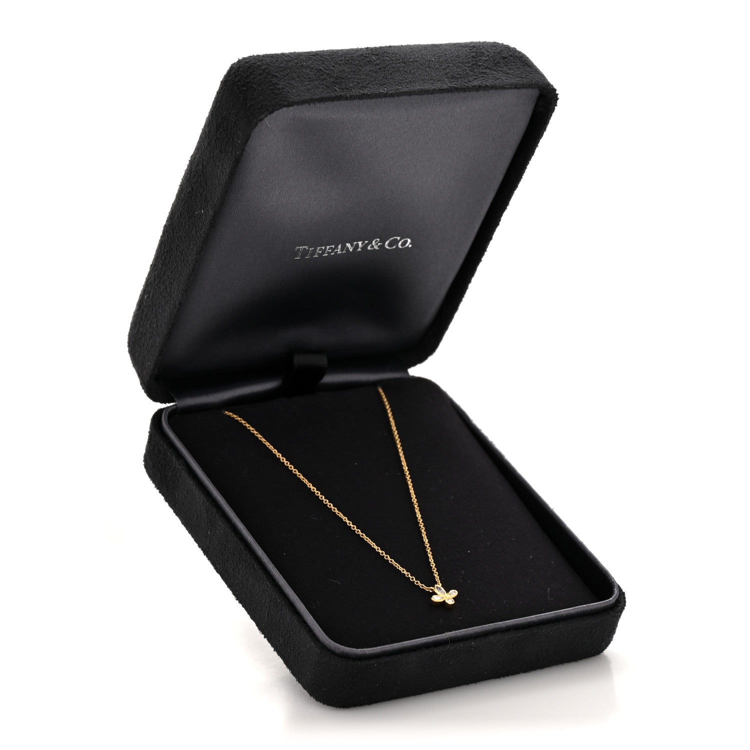 Tiffany 18K Yellow Gold Diamond Fleur de Lis Pendant Necklace 6 of 6