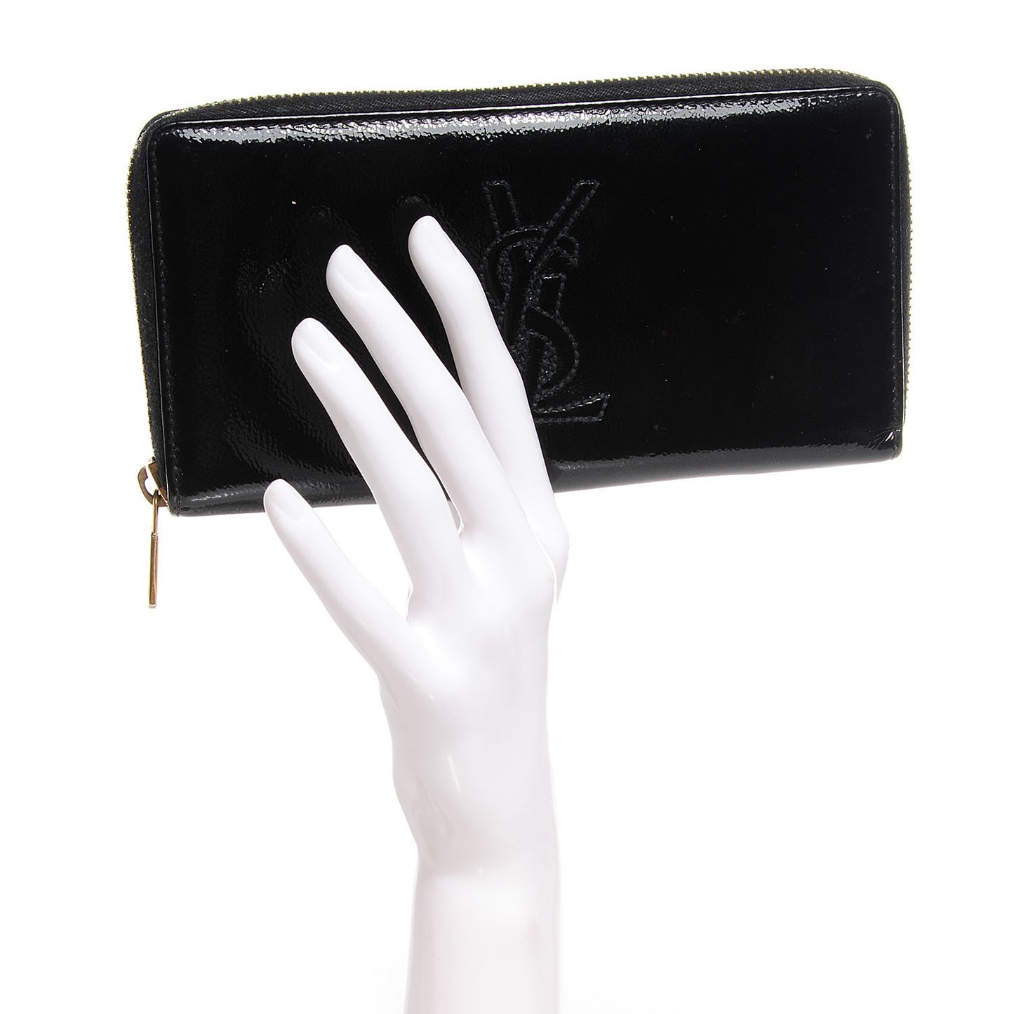 Textured Patent Monogram Belle De Jour Zip Around Wallet Black
