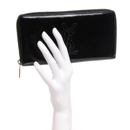 Saint Laurent Textured Patent Monogram Belle De Jour Zip Around Wallet Black 2 of 7