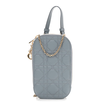 Christian Dior Lambskin Cannage Lady Dior Phone Holder Cloud Blue 1 of 11
