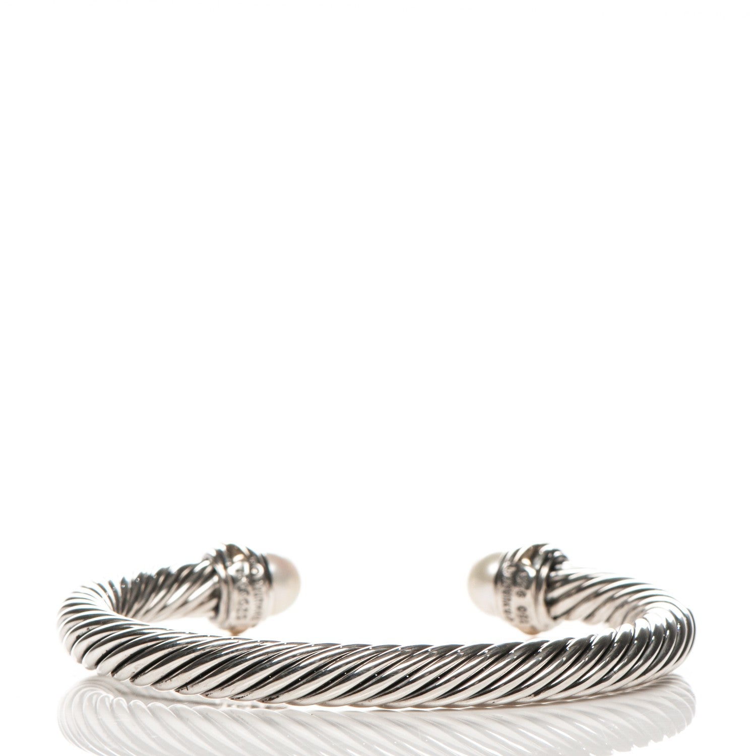 David Yurman Sterling Silver 18K Yellow Gold Pearl 7mm Cable Classics Bracelet 3 of 5