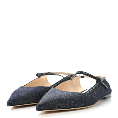 Jimmy Choo Denim Ree Flat 38 Blue 3 of 7