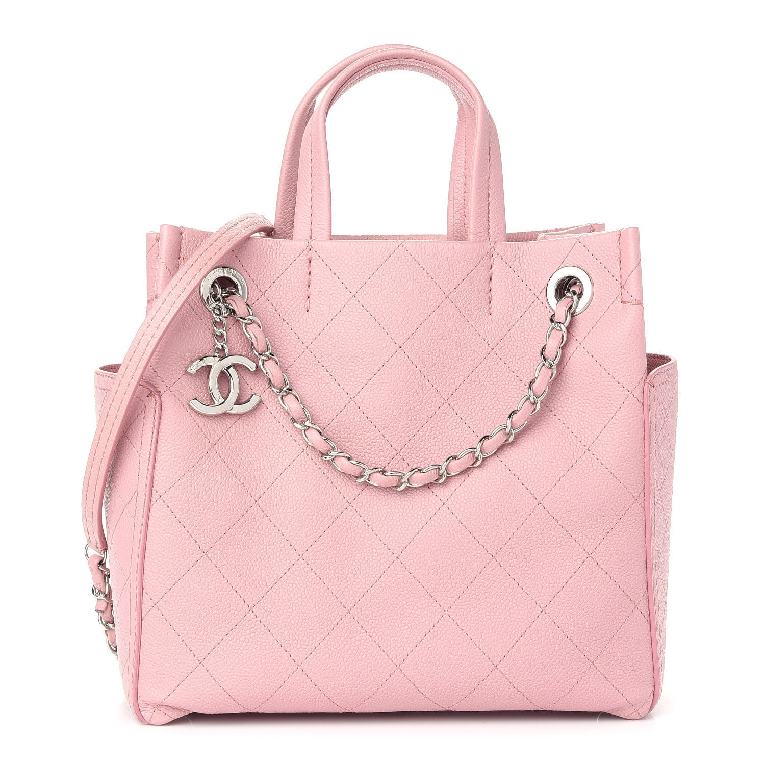 Chanel Grained Calfskin CC Pocket Tote Pink 1 of 9