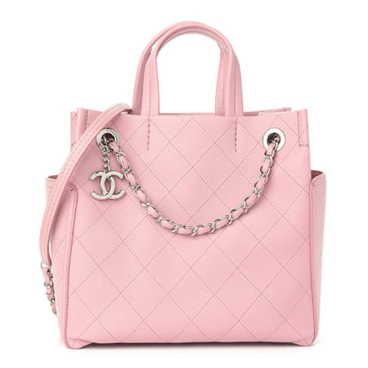 Chanel Grained Calfskin CC Pocket Tote Pink 1 of 9