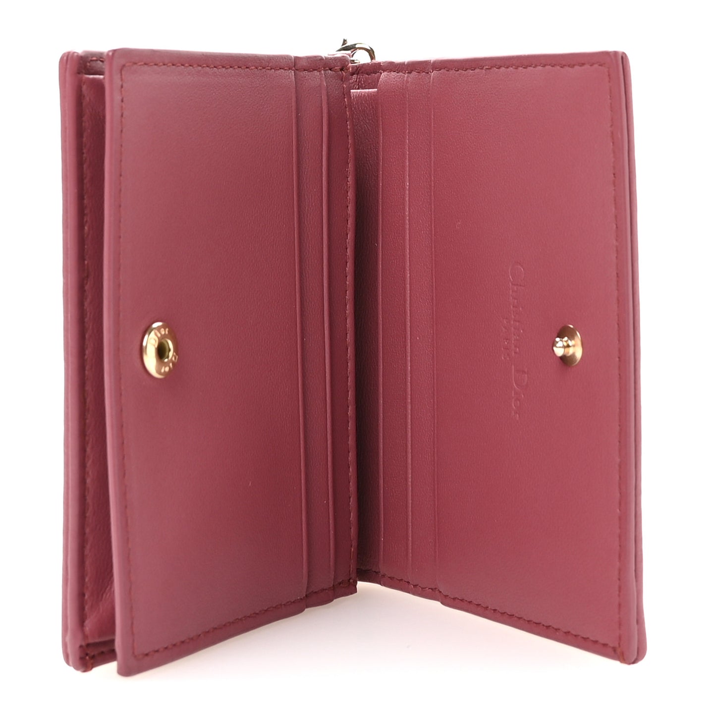 Lambskin Cannage Mini Lady Dior Wallet Burgundy