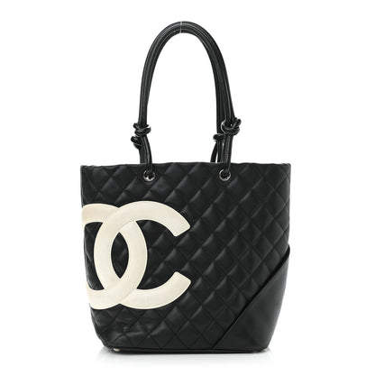 Chanel Calfskin Quilted Medium Cambon Tote Black White 1 of 12