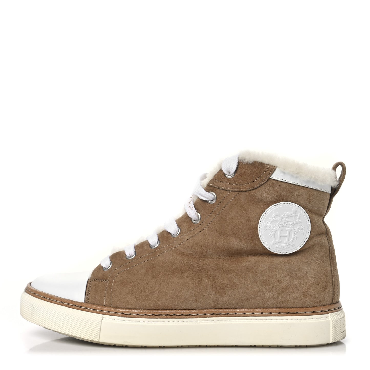 Suede Shearling Womens Jimmy High Top Sneakers 38 Camel