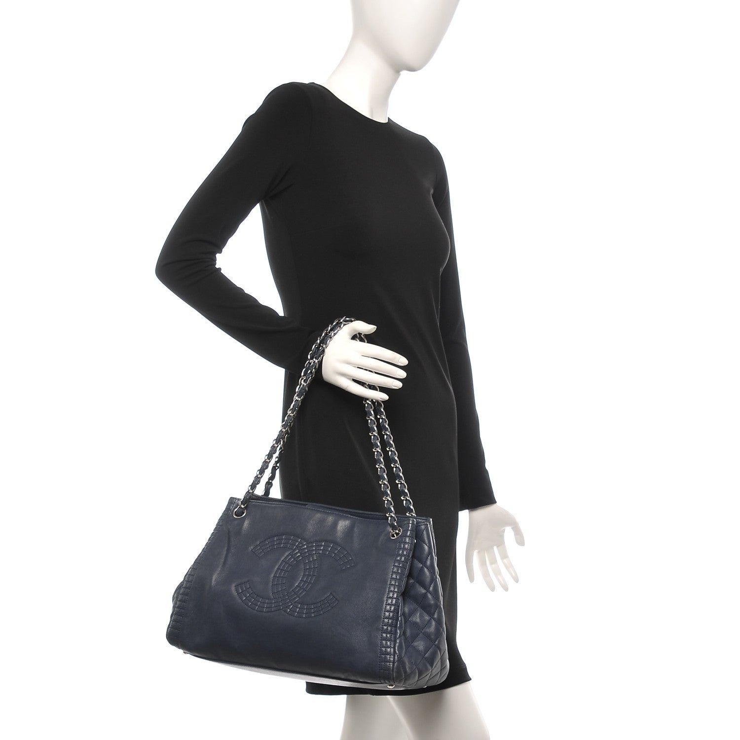 Chanel Calfskin Coco Bengal Open Accordion Tote Blue 2 of 11