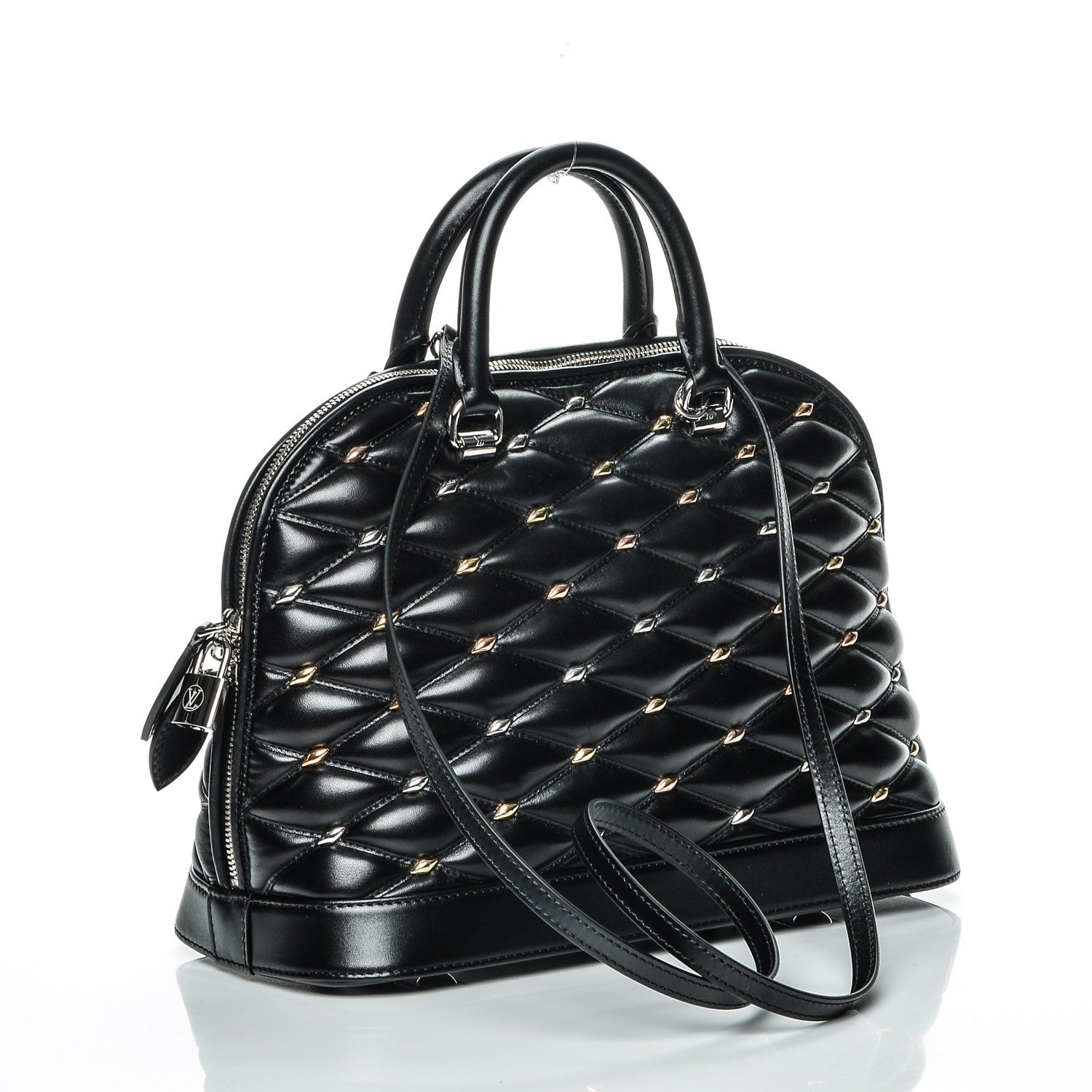 Louis Vuitton Lambskin Studded Malletage Alma PM Black 3 of 6