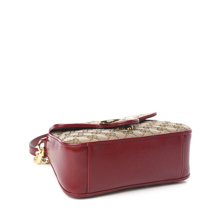 Gucci Monogram Glazed Calfskin Matelasse Diagonal Mini GG Marmont Top Handle Shoulder Bag Beige Ebony New Cherry Red 7 of 13