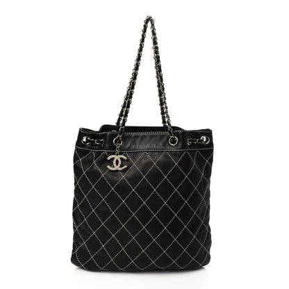 Chanel Lambskin Contrast Stitch Shoulder Bag Black 1 of 10