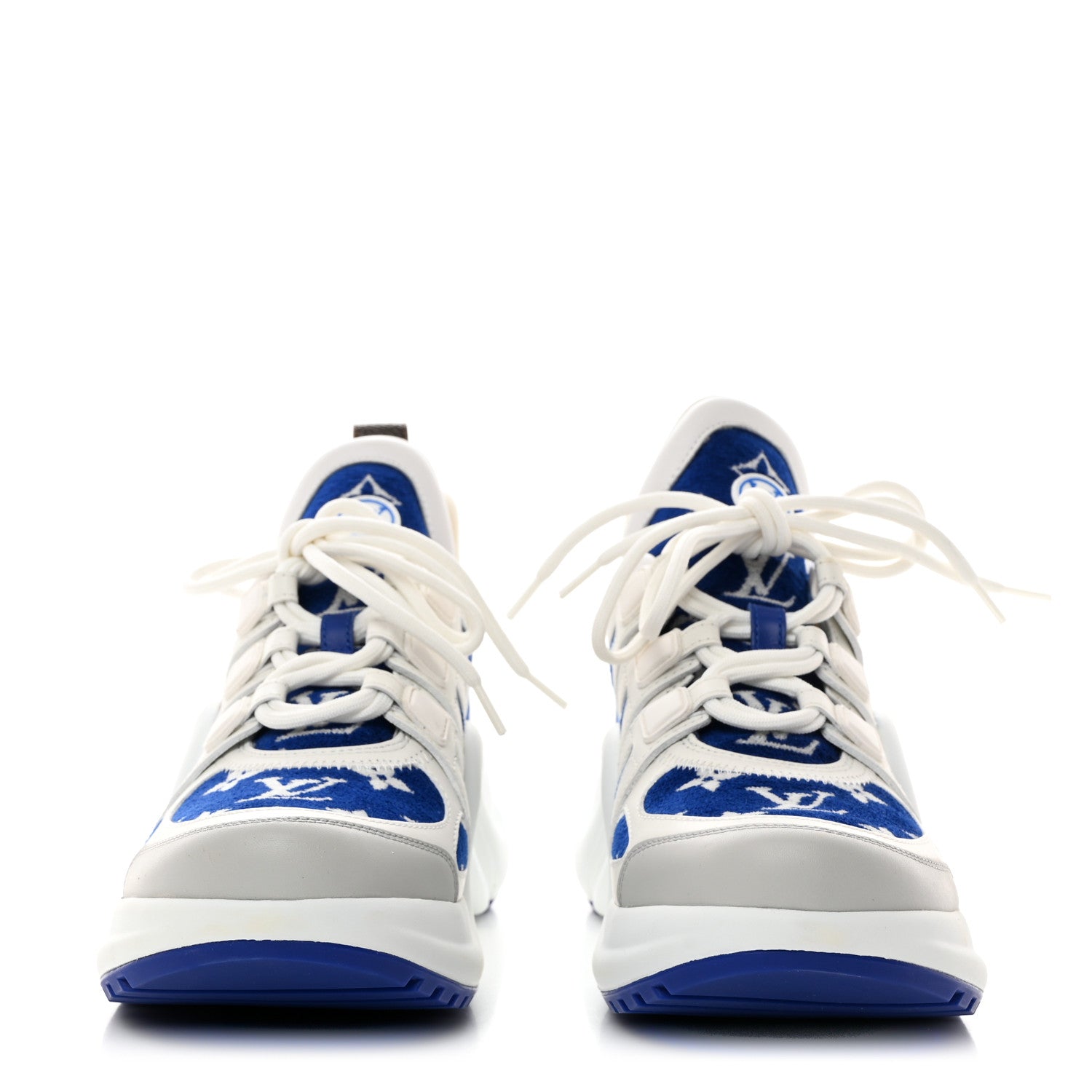 Louis Vuitton Jacquard Velvet Monogram LV Archlight Sneakers 38 White Blue 2 of 9