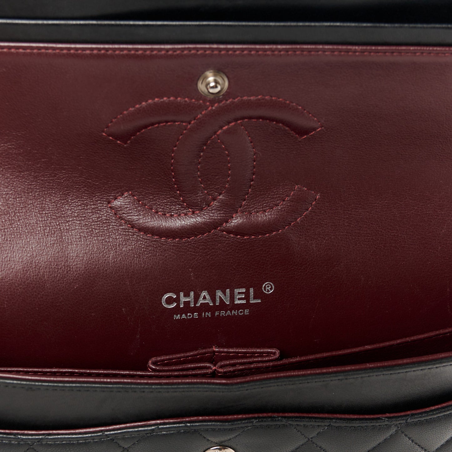 Lambskin Quilted Medium Double Flap Black