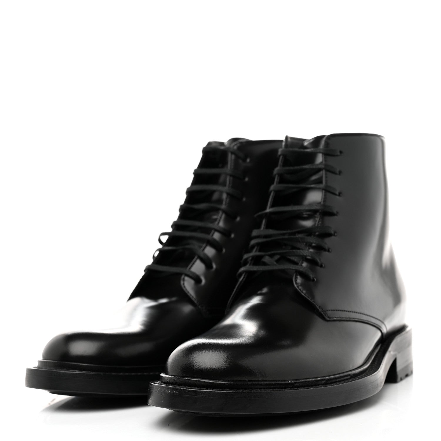 Saint Laurent Calfskin Womens Army Combat Boots 38 Black 3 of 9