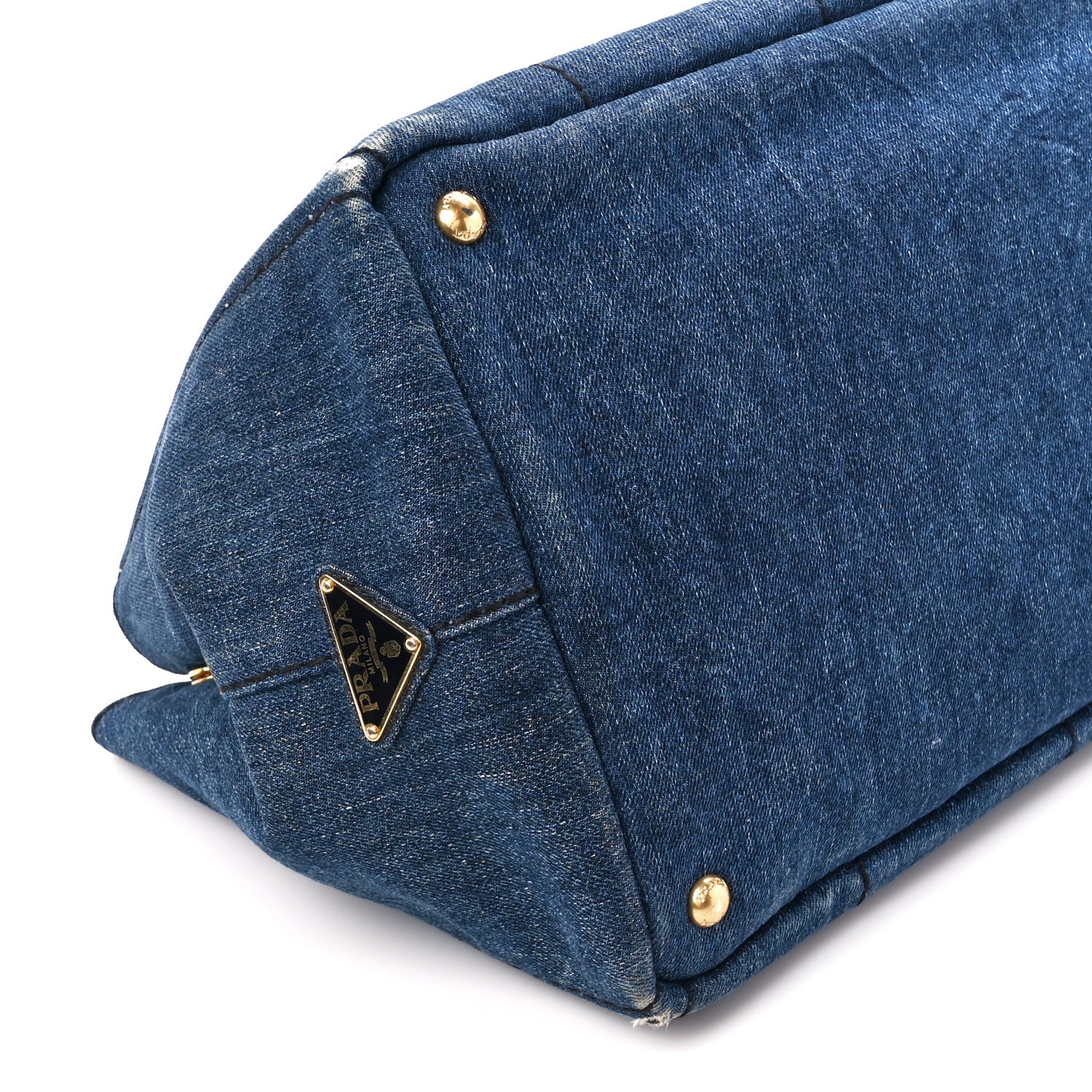 Prada Denim Logo Tote Bleu 11 of 13