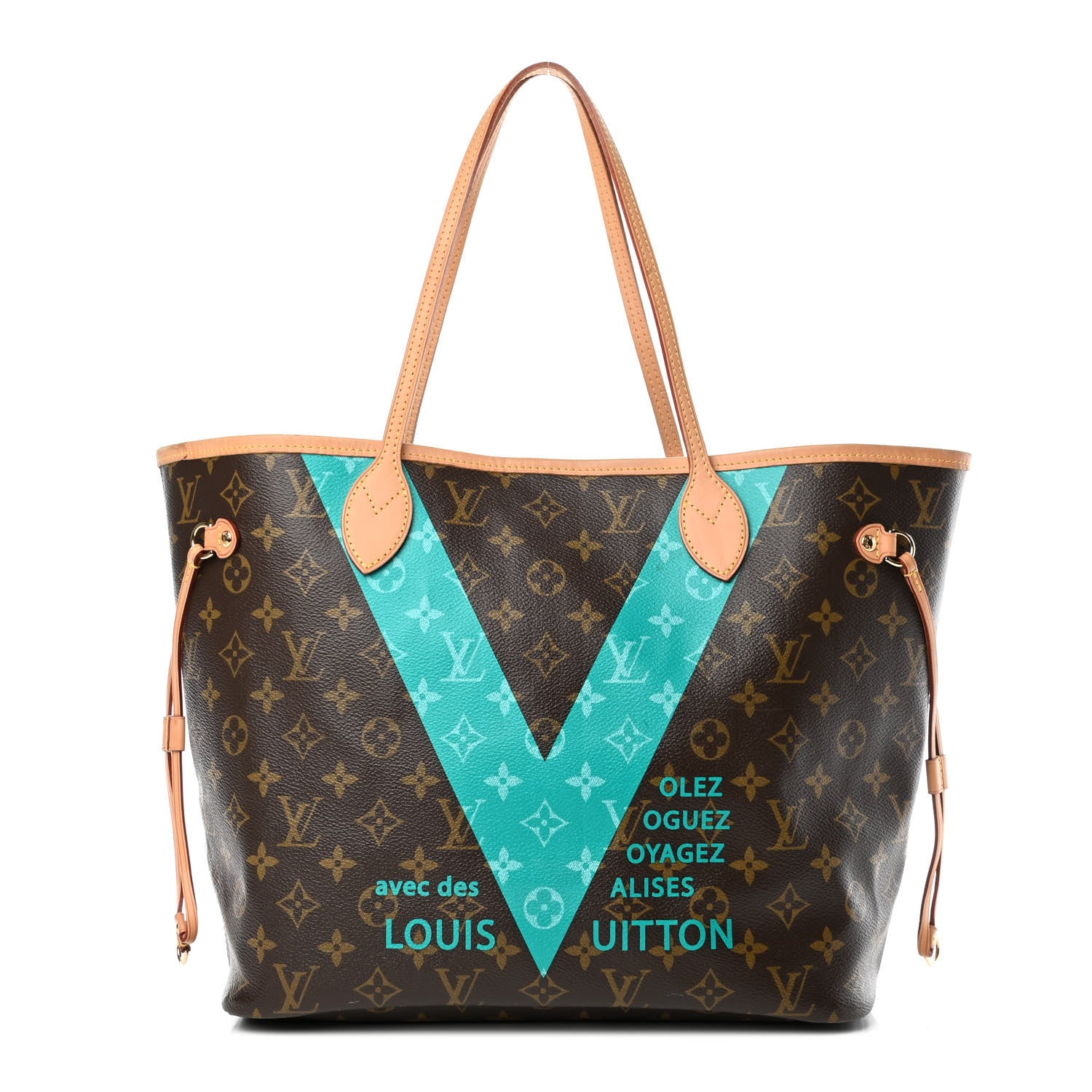 Louis Vuitton Monogram V Neverfull MM Turquoise 1 of 4