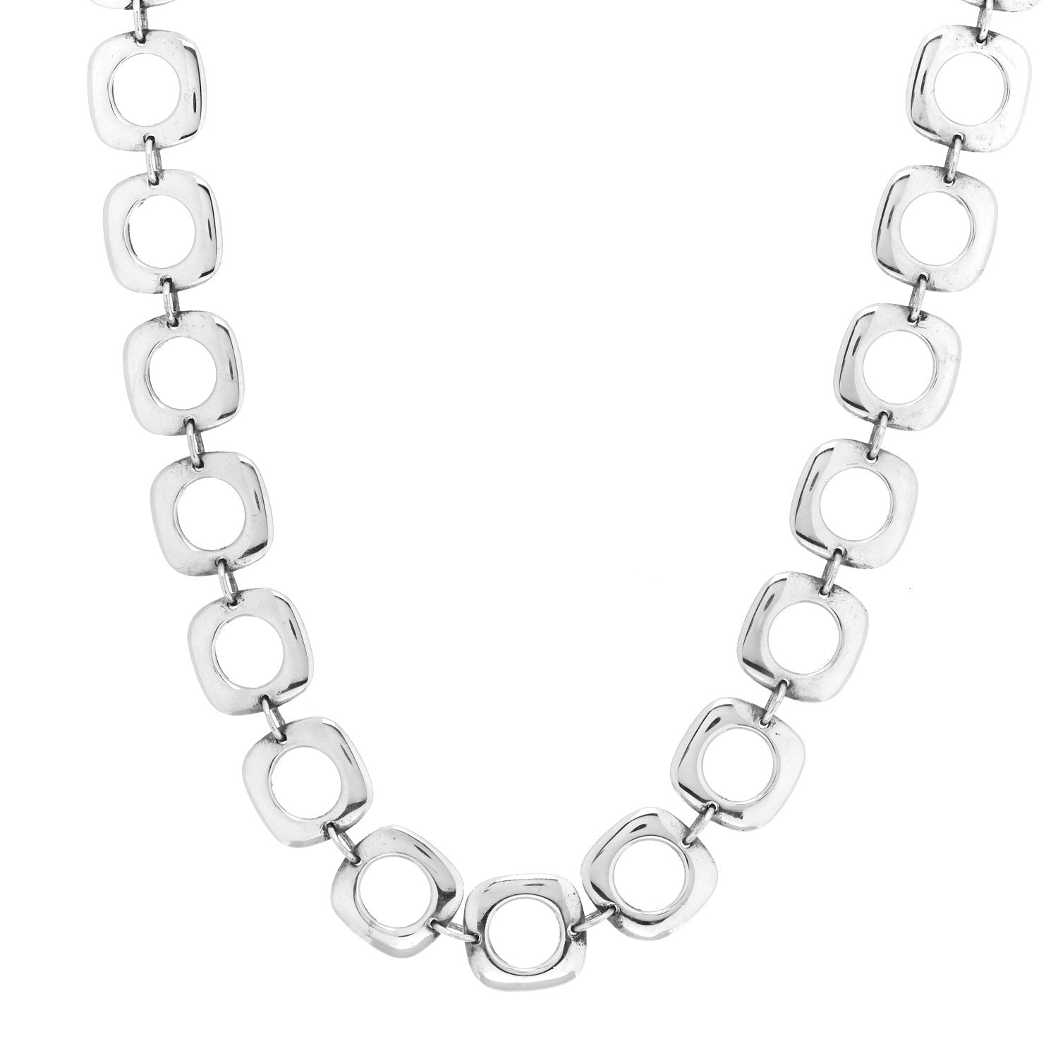 Tiffany Sterling Silver Cushion Square Link Choker Necklace 3 of 5