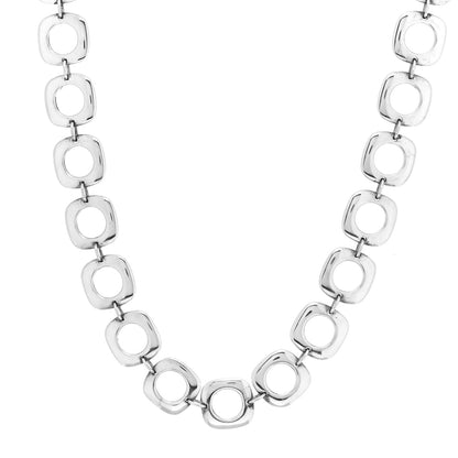 Tiffany Sterling Silver Cushion Square Link Choker Necklace 3 of 5