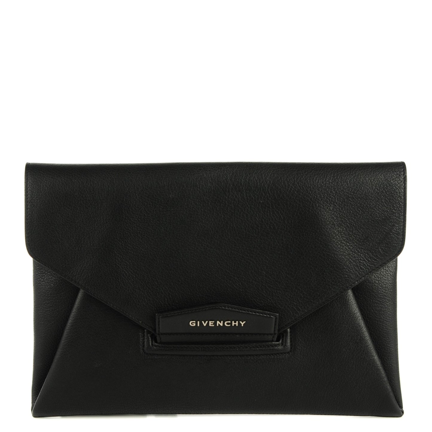 Sugar Goatskin Medium Antigona Envelope Clutch Black