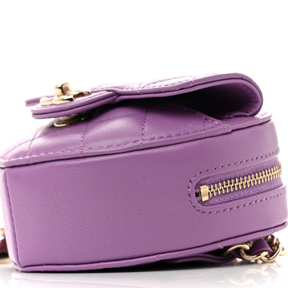 Chanel Lambskin Quilted CC In Love Heart Waist Belt Bag With Chain Purple 10 of 11
