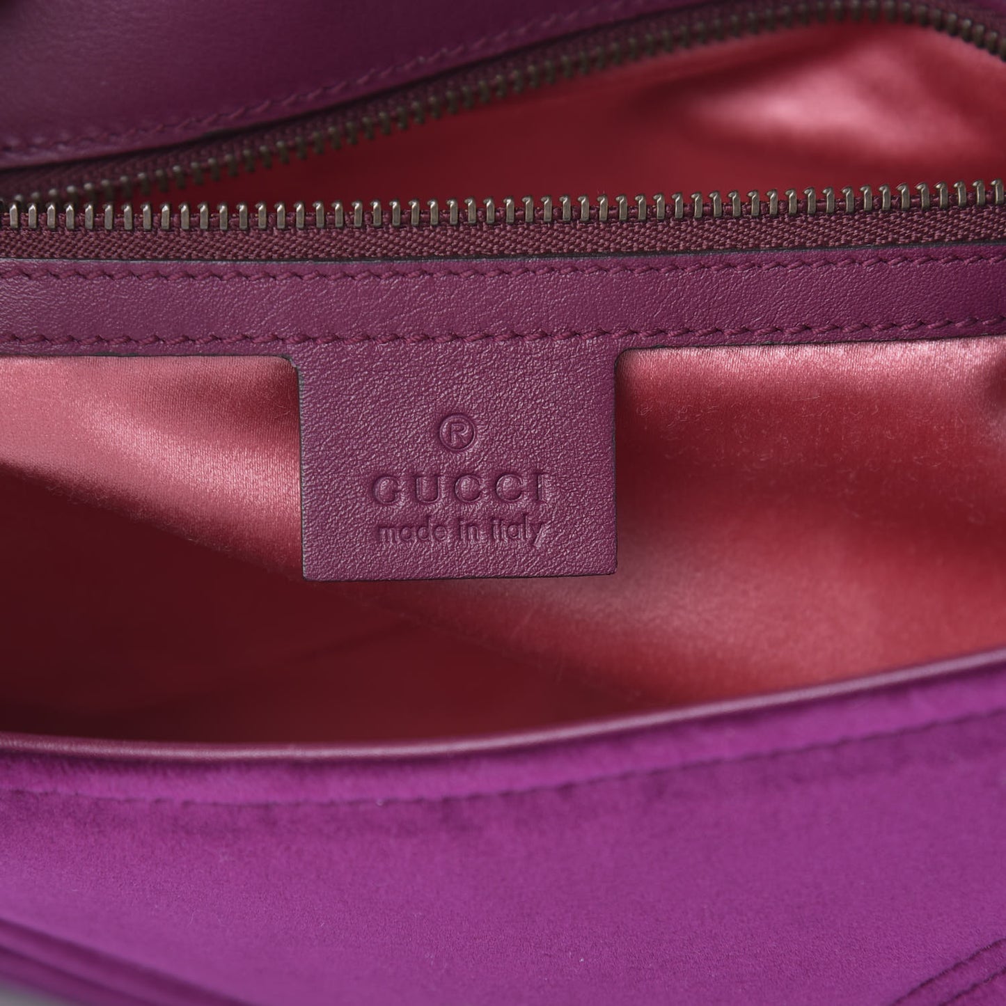 Velvet Matelasse Small GG Marmont Shoulder Bag Fuchsia Violet Cyclamen