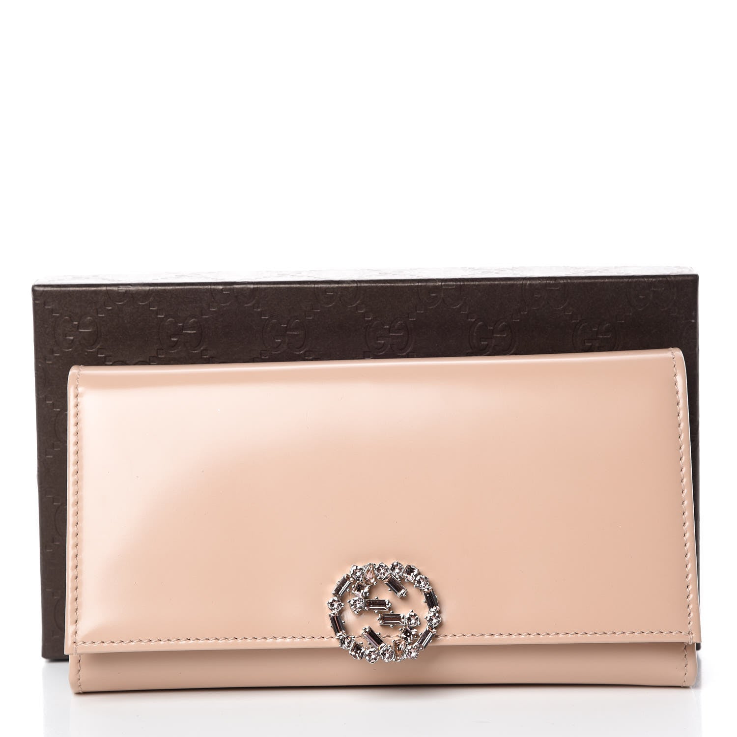 Gucci Shade Lux Calfskin Swarovski Crystal GG Sparkling Continental Wallet Rose 7 of 7