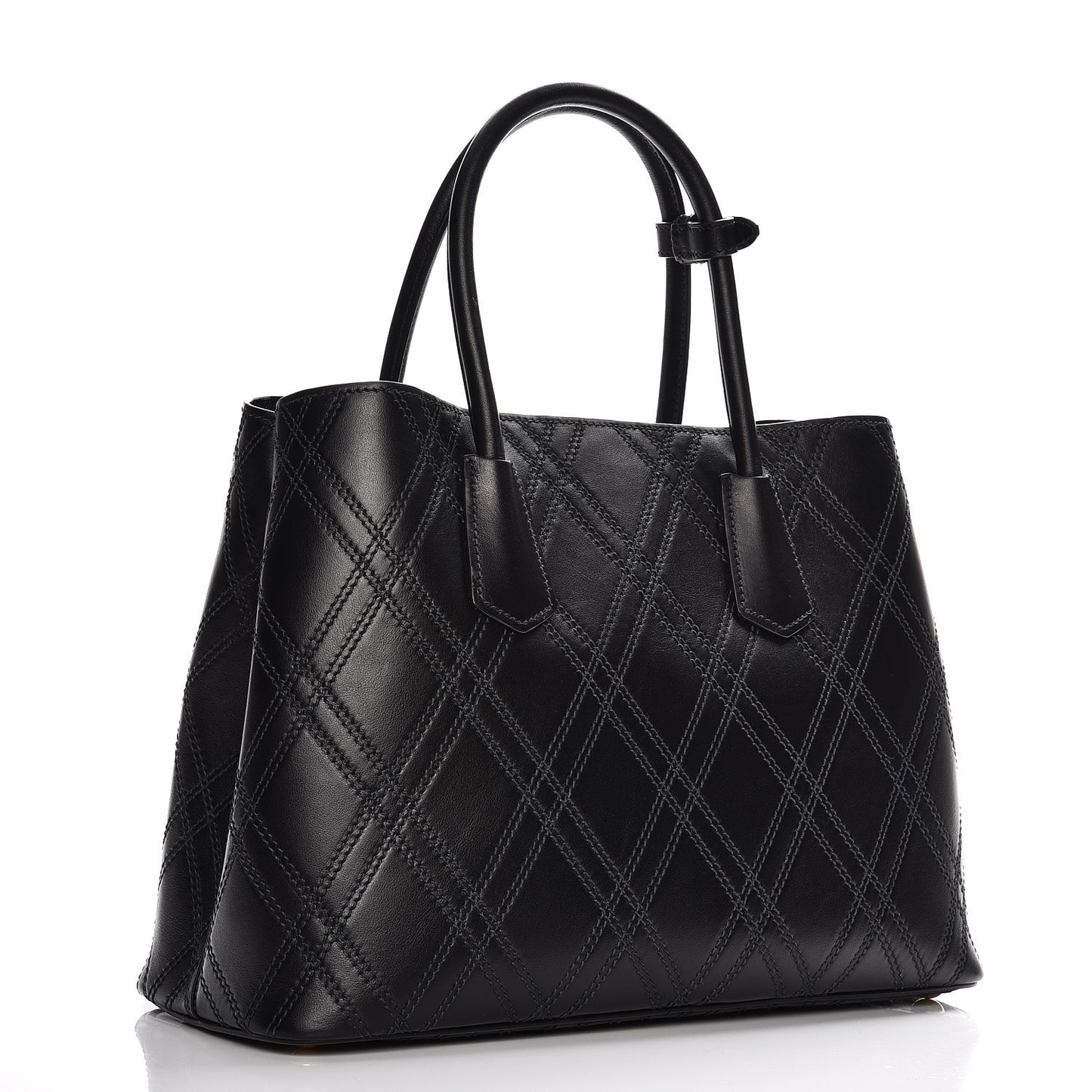City Calf Quilted Large Double Bag Black
