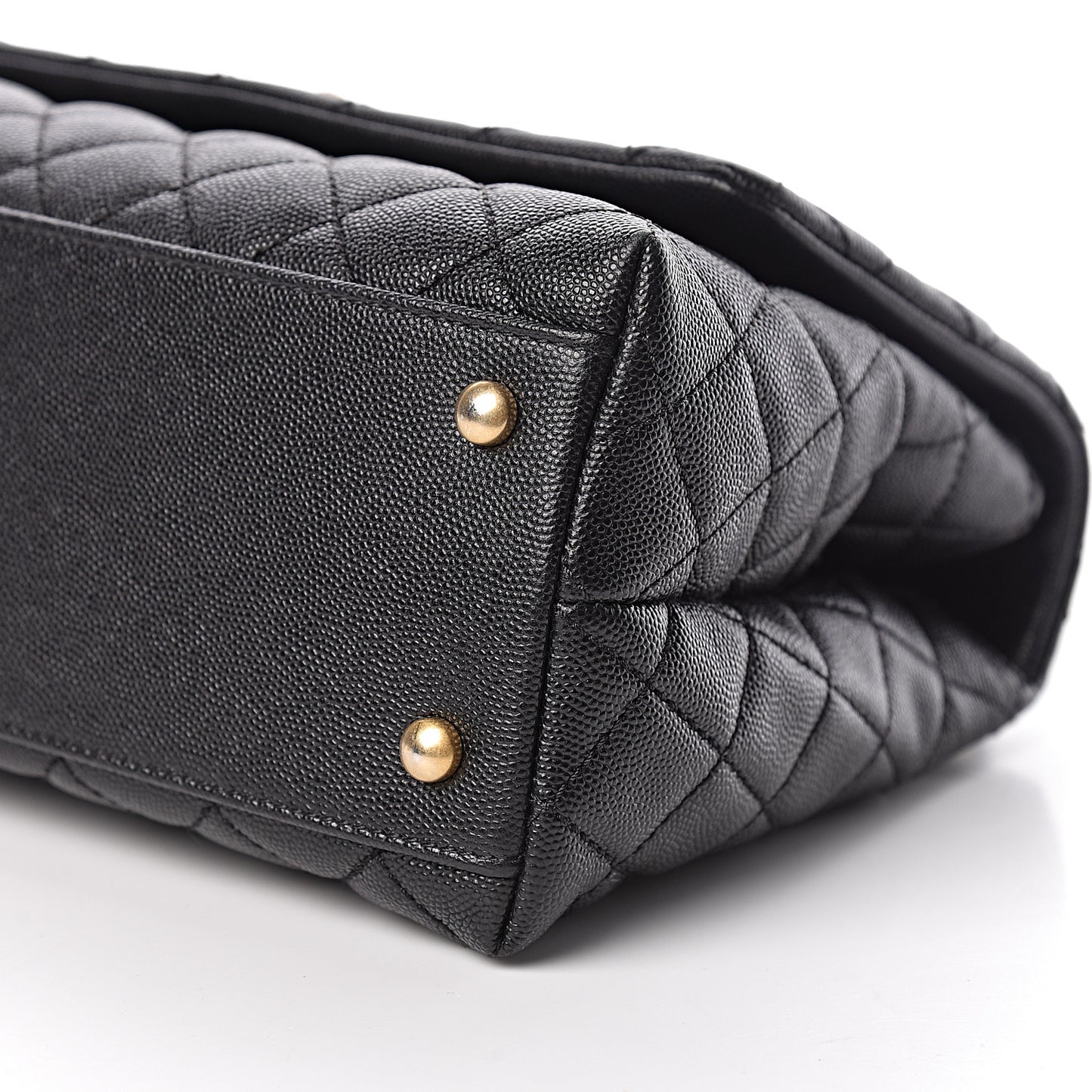 Caviar Lizard Embossed Quilted Small Coco Handle Flap Black