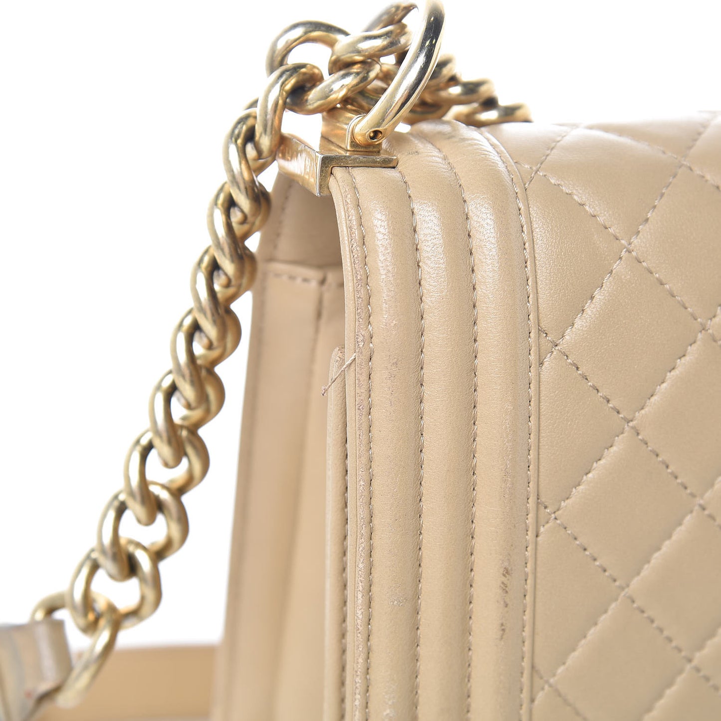 Lambskin Quilted New Medium Boy Flap Beige