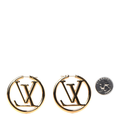 Louis Vuitton Metal Louise Hoop Earrings Gold 2 of 5