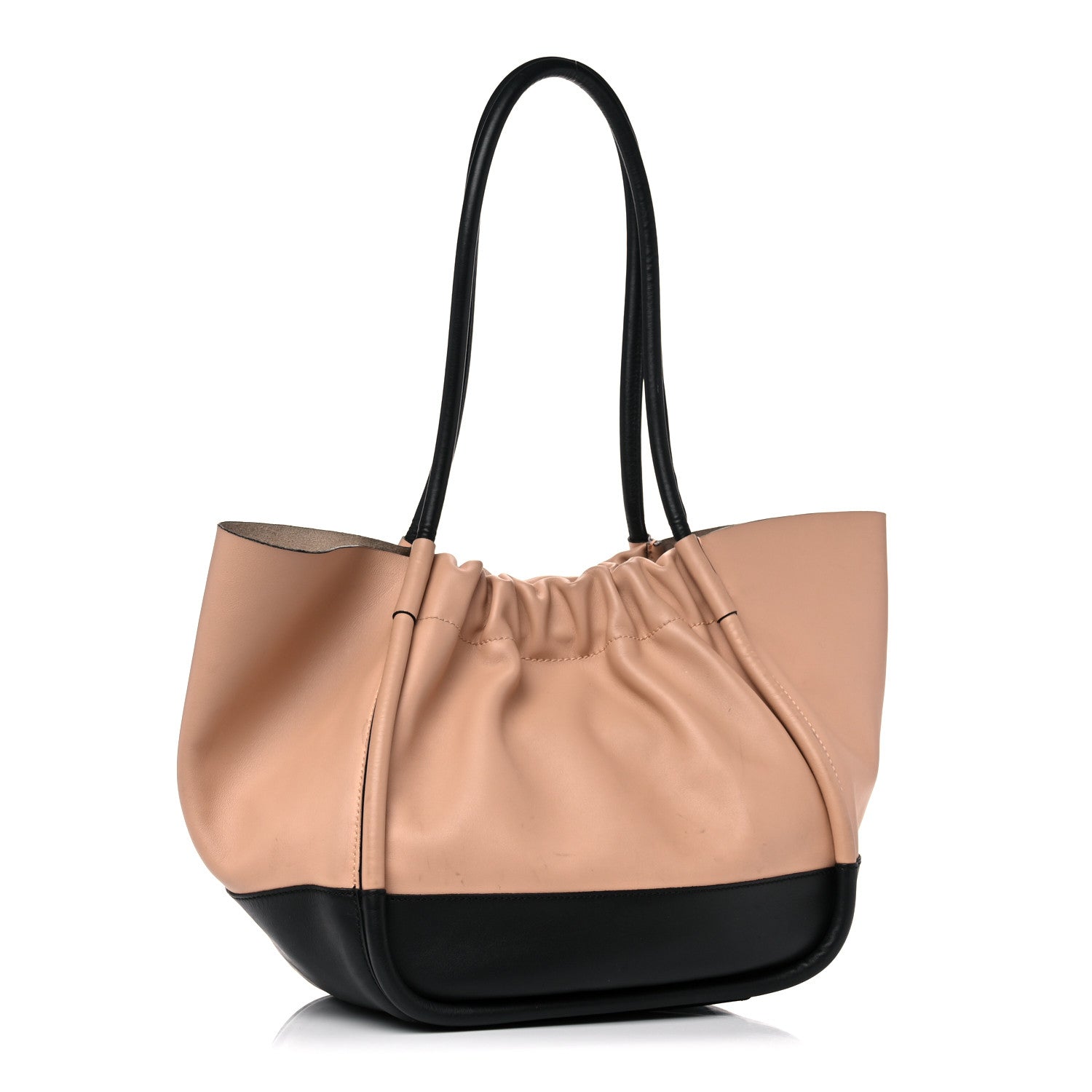 Proenza Schouler Calfskin Two Tone Ruched Tote Beige Black 2 of 16