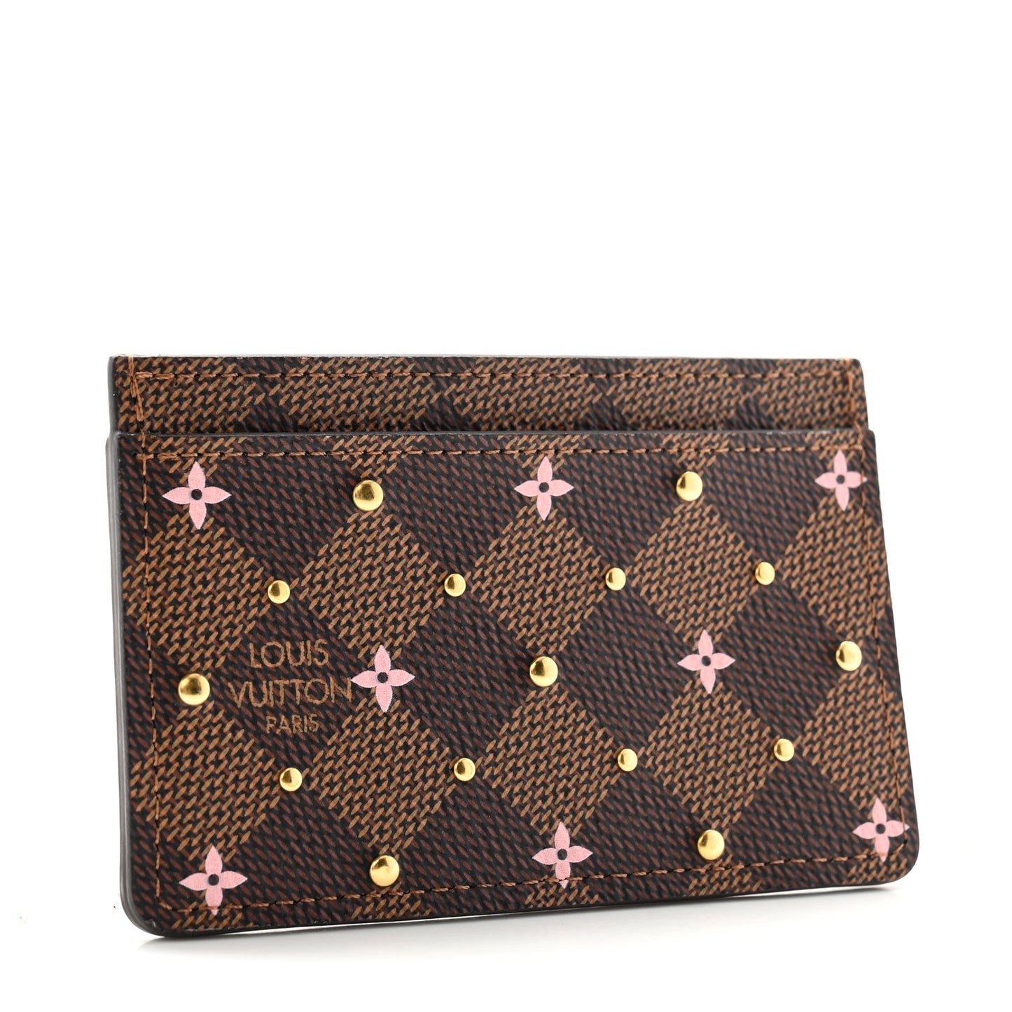 Damier Ebene Studded Card Holder