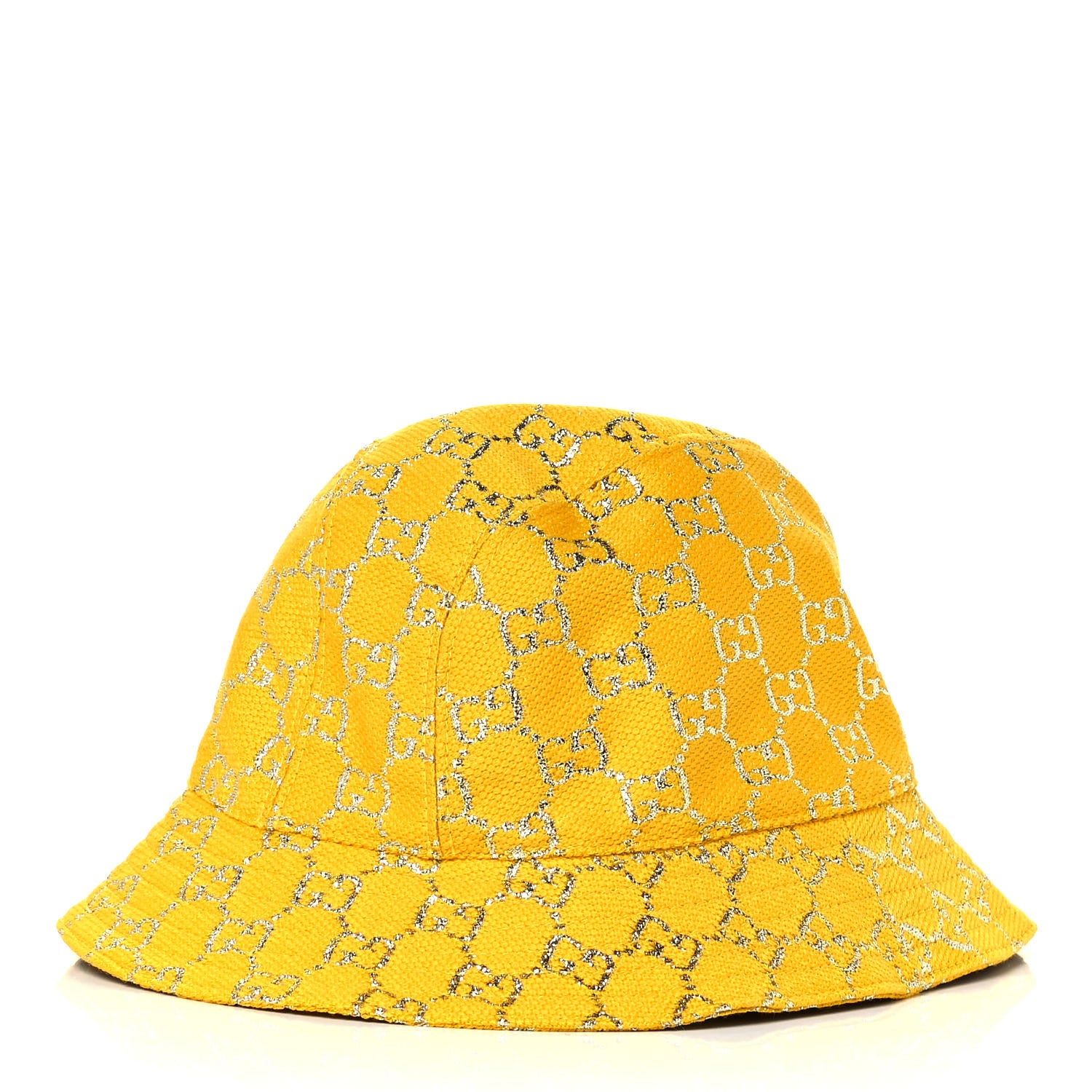 Gucci Canvas Lame GG Monogram Desert Bucket Hat S Yellow 1 of 7