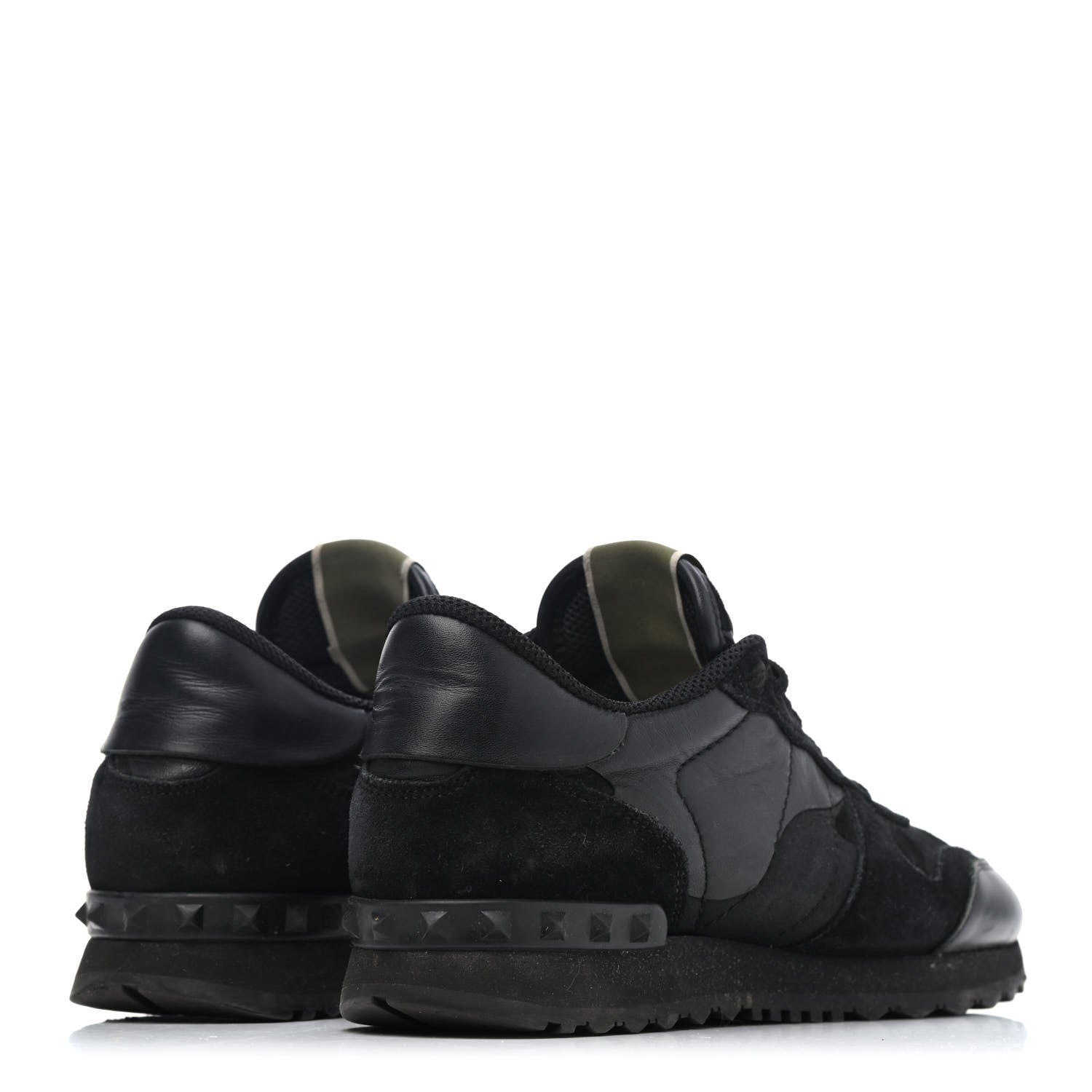 Valentino Garavani Nappa Suede Camouflage Womens Rockrunner Sneakers 38 Black 3 of 4