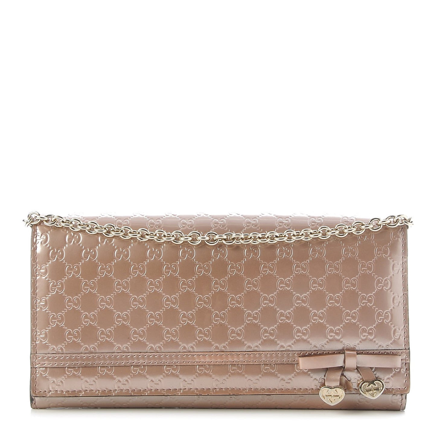 Microguccissima Signature Chain Wallet Rose Beige