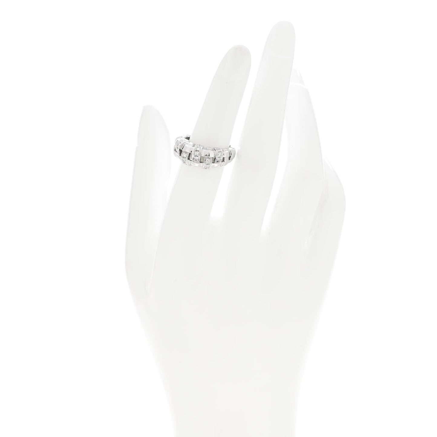 18K White Gold Diamond Vannerie Weave Ring 50 5.5