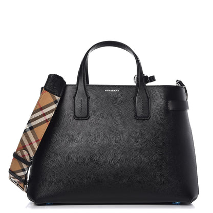 Burberry Derby Calfskin House Check Medium Banner Tote Black 1 of 10