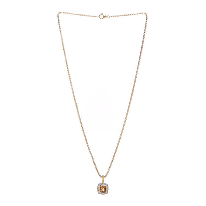 David Yurman 18K Yellow Gold Diamond Citrine 7mm Petite Albion Pendant Necklace 3 of 6