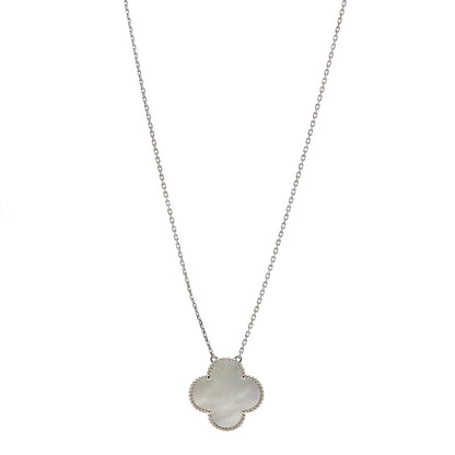 Van Cleef & Arpels 18K White Gold Mother of Pearl Magic Alhambra Pendant Necklace 1 of 8