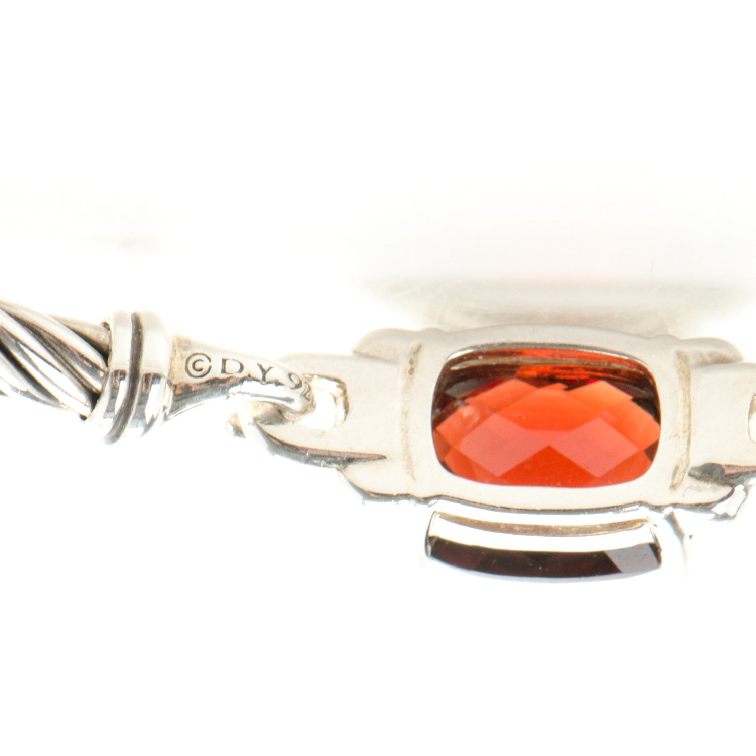 David Yurman Sterling Silver Garnet Diamond 3mm Petite Wheaton Bracelet 4 of 5