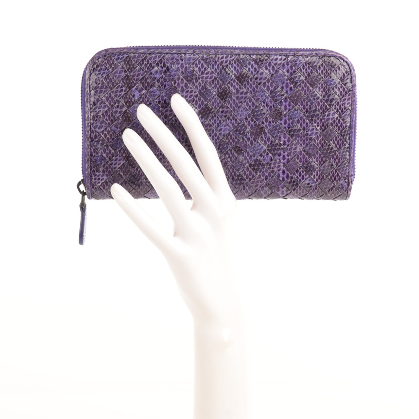 Ayers Livrea Intrecciato Zip Around Wallet Plum