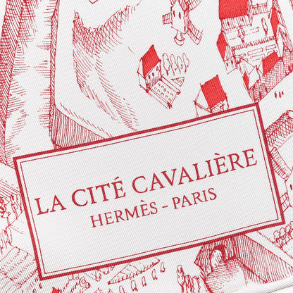 Hermes Silk La Cite Cavaliere Scarf 90 White Rouge Bordeaux 4 of 4