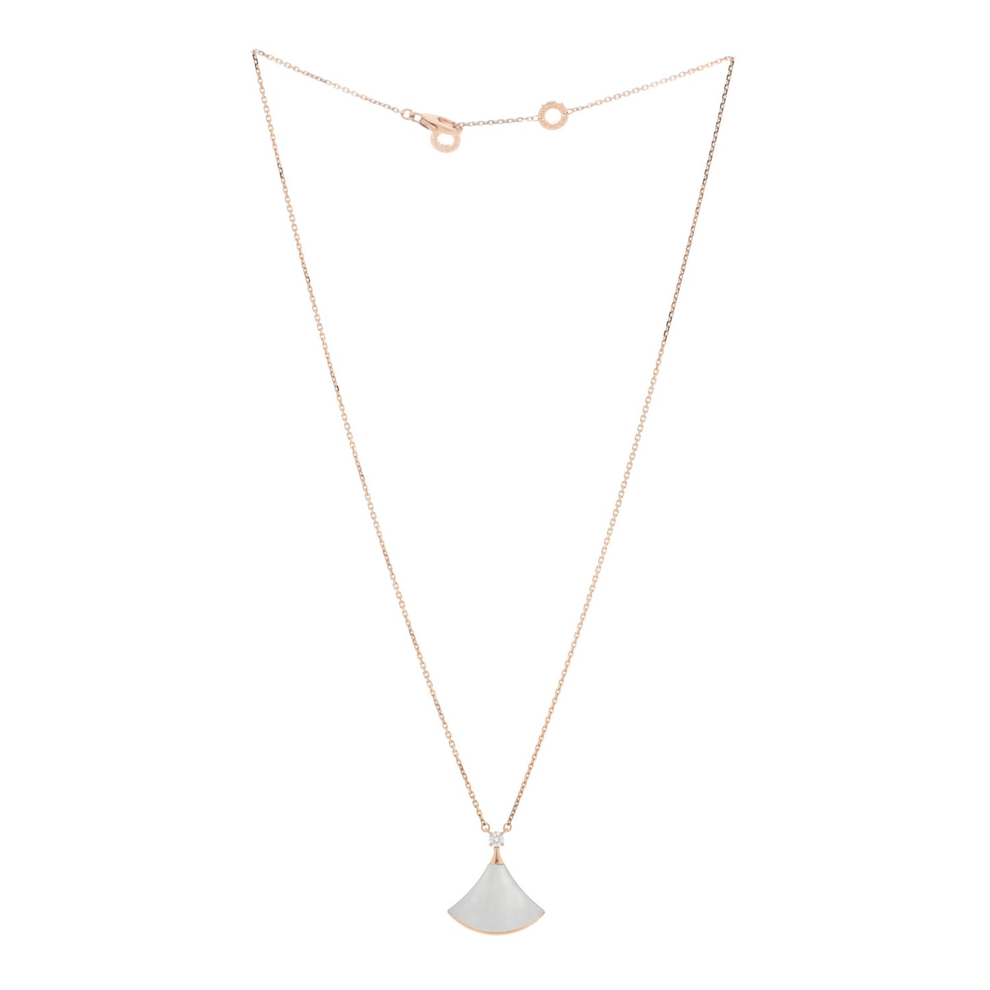 18K Rose Gold Diamond Mother of Pearl Divas' Dream Pendant Necklace