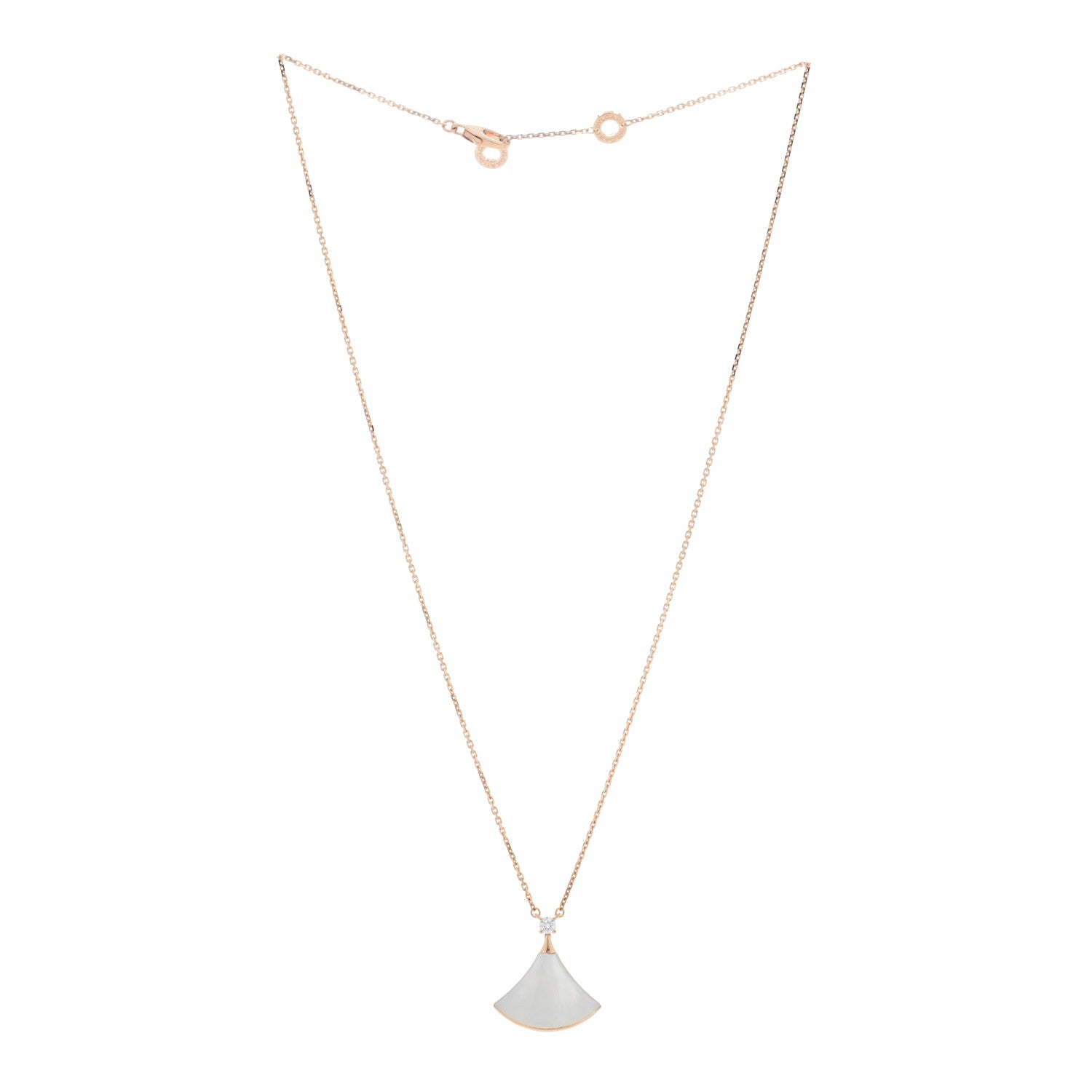 Bulgari 18K Rose Gold Diamond Mother of Pearl Divas' Dream Pendant Necklace 3 of 4