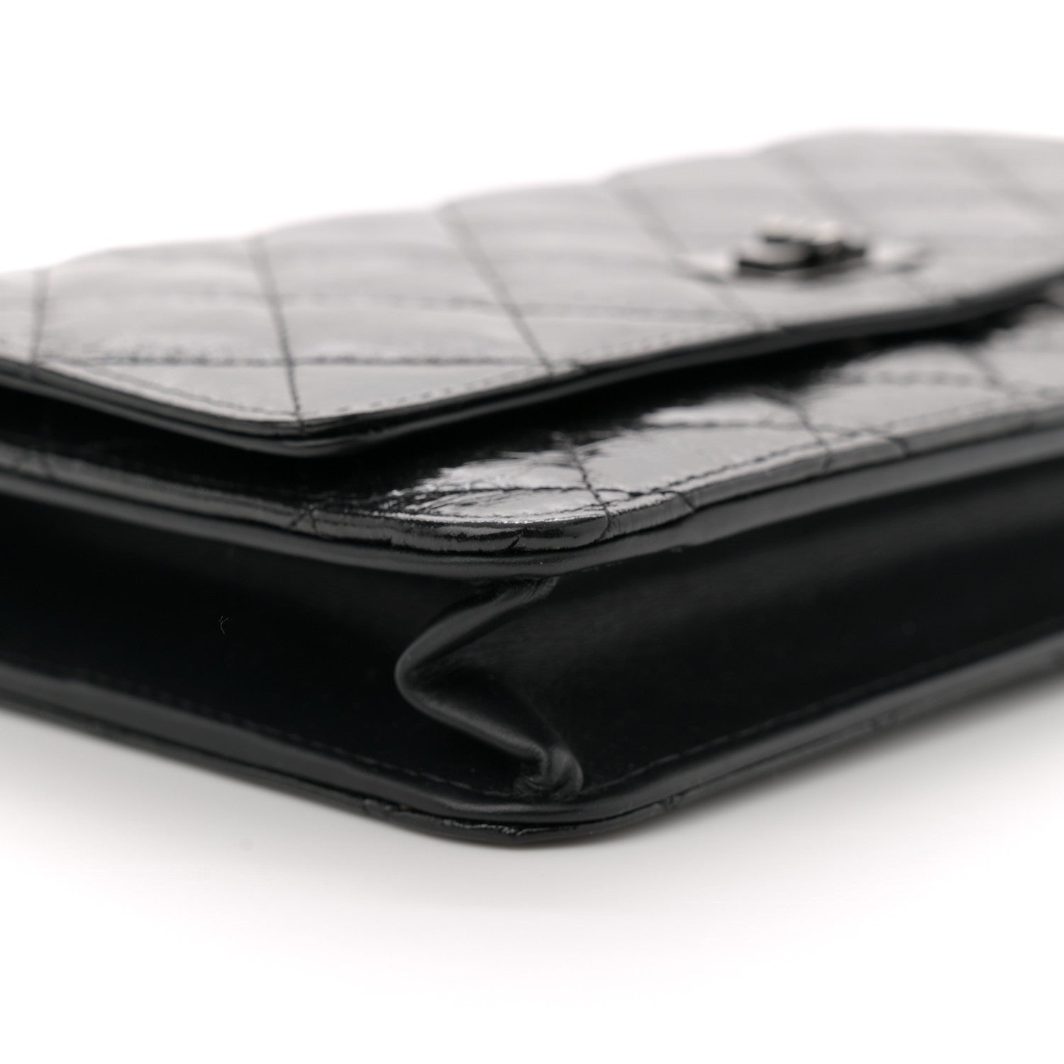 Chanel Glazed Aged Calfskin Reissue Wallet On Chain WOC  So Black 9 of 12