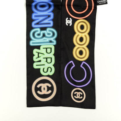 Chanel Silk Neon CC Bandeau Scarf Black Multicolor 2 of 3