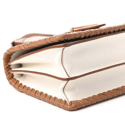 Prada City Calf Raffia Ostrich Cahier Bag Natural Roso 6 of 11