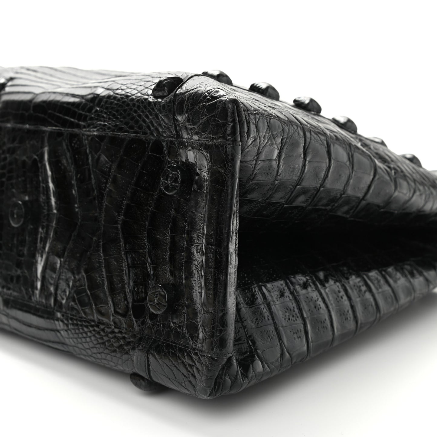 Crocodile Studded Tote Black