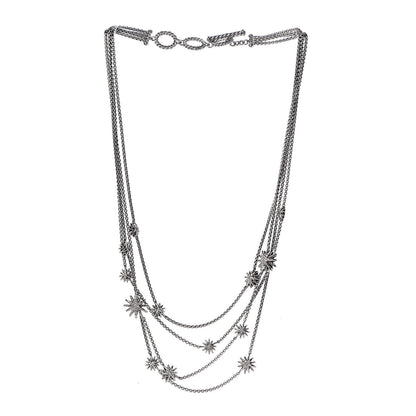 David Yurman Sterling Silver Diamond Multi Strand Starburst Station Necklace 3 of 6
